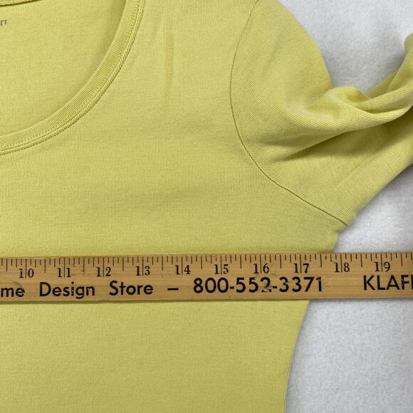 EILEEN FISHER Top PM Organic Cotton Ribbed Jersey Scoop Neck Short Sleeve Yellow - Picture 9 of 11